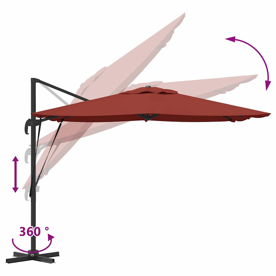 Roma Parasol Rood 286 x 284 x 265 cm Aluminium en Polyester