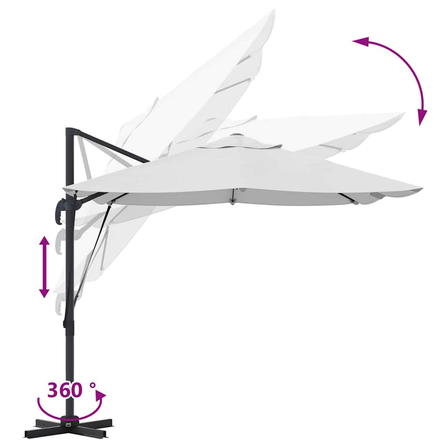 Parasol 351 X 250 X 260 Cm Polyester En Aluminium Zand