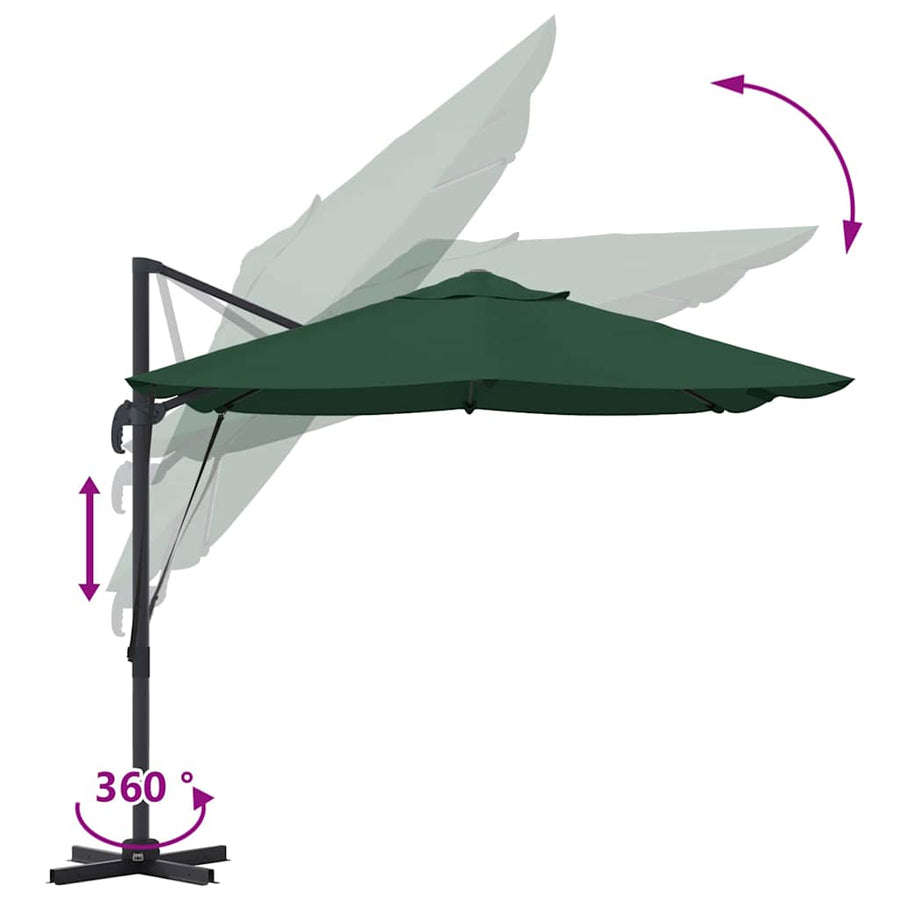 Parasol 351 X 250 X 260 Cm Polyester En Aluminium Groen