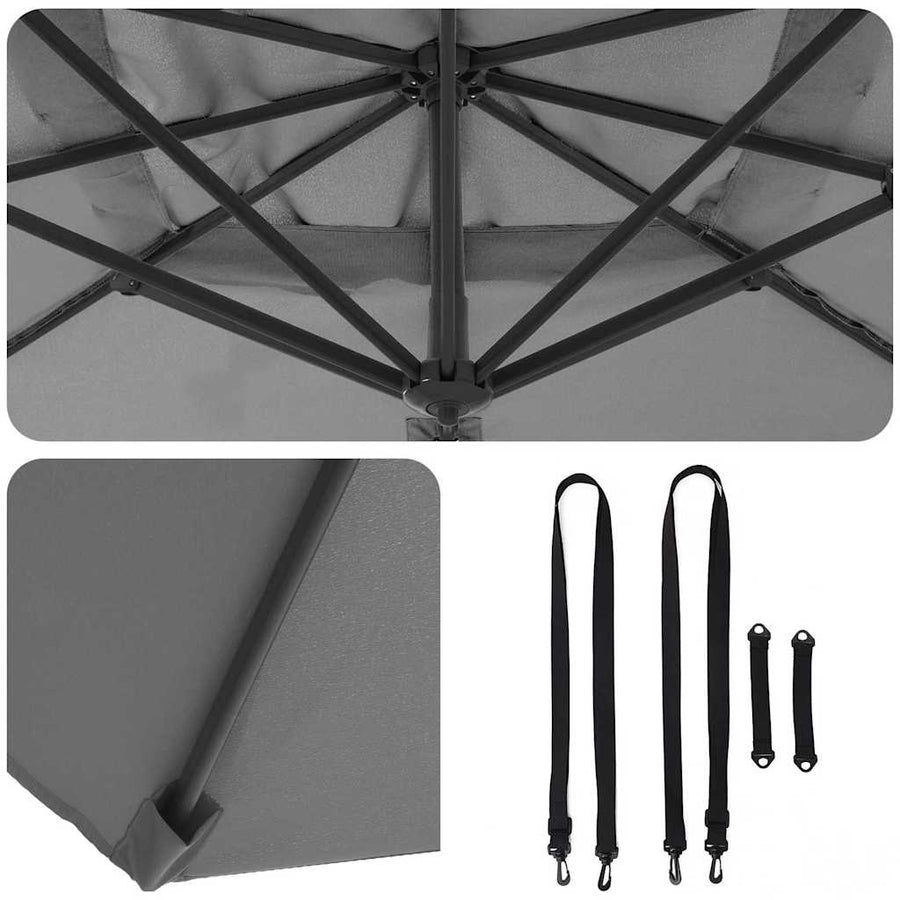 Parasol 351 X 250 X 260 Cm Polyester En Aluminium Antraciet