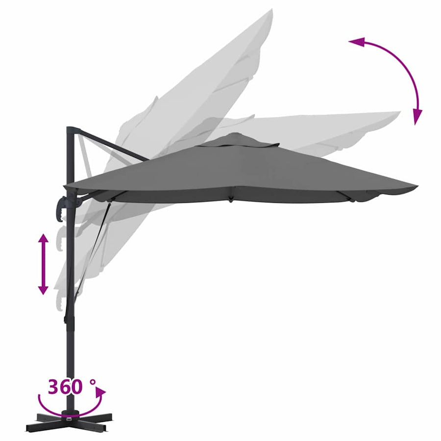 Parasol 351 X 250 X 260 Cm Polyester En Aluminium Antraciet