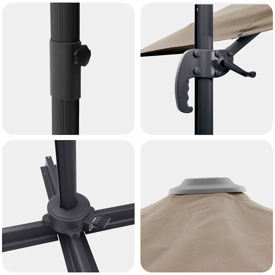 Parasol 351 X 250 X 260 Cm Polyester En Aluminium Taupe