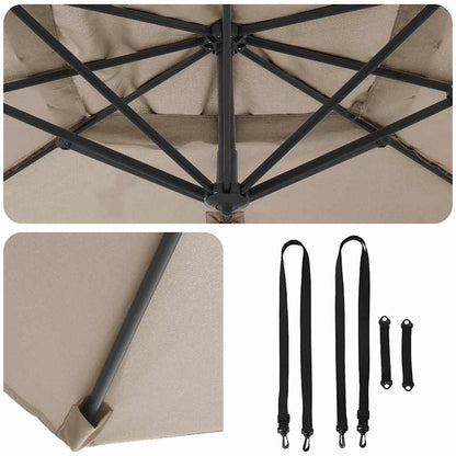 Parasol 351 X 250 X 260 Cm Polyester En Aluminium Taupe