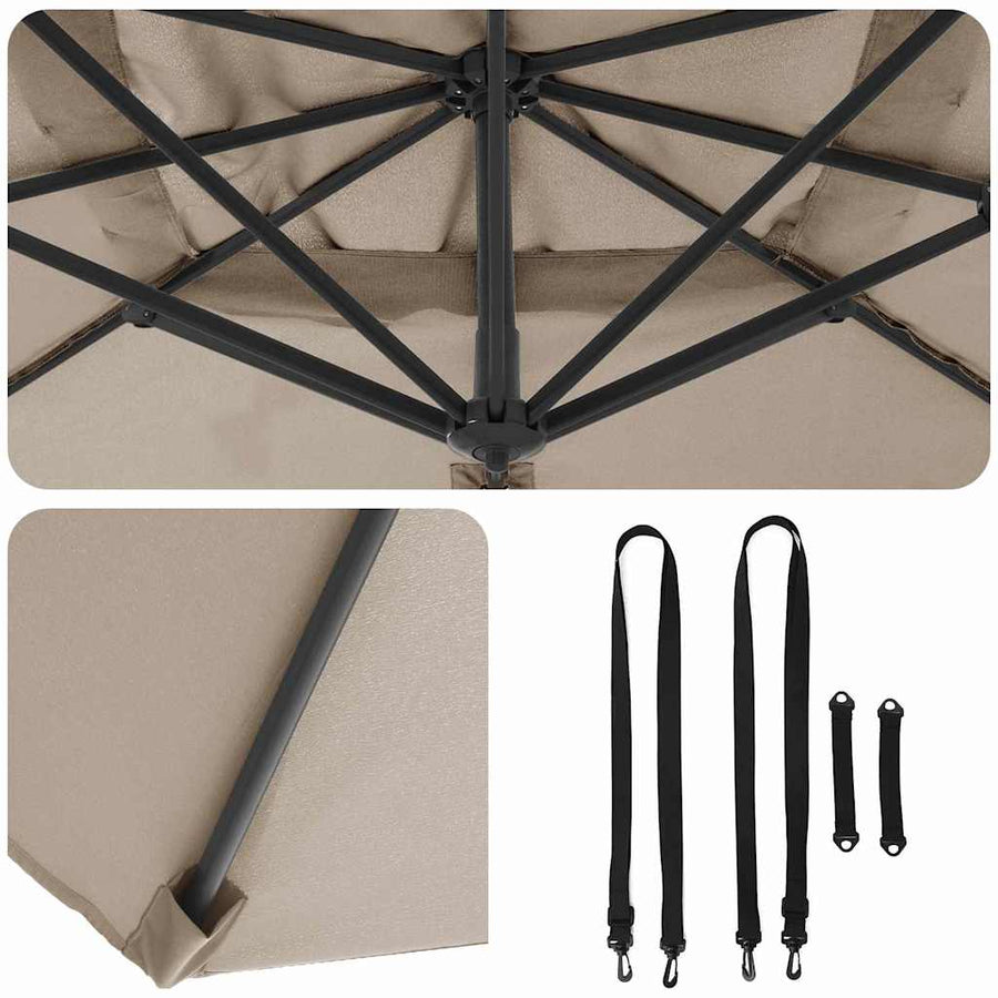 Parasol 351 X 250 X 260 Cm Polyester En Aluminium Taupe