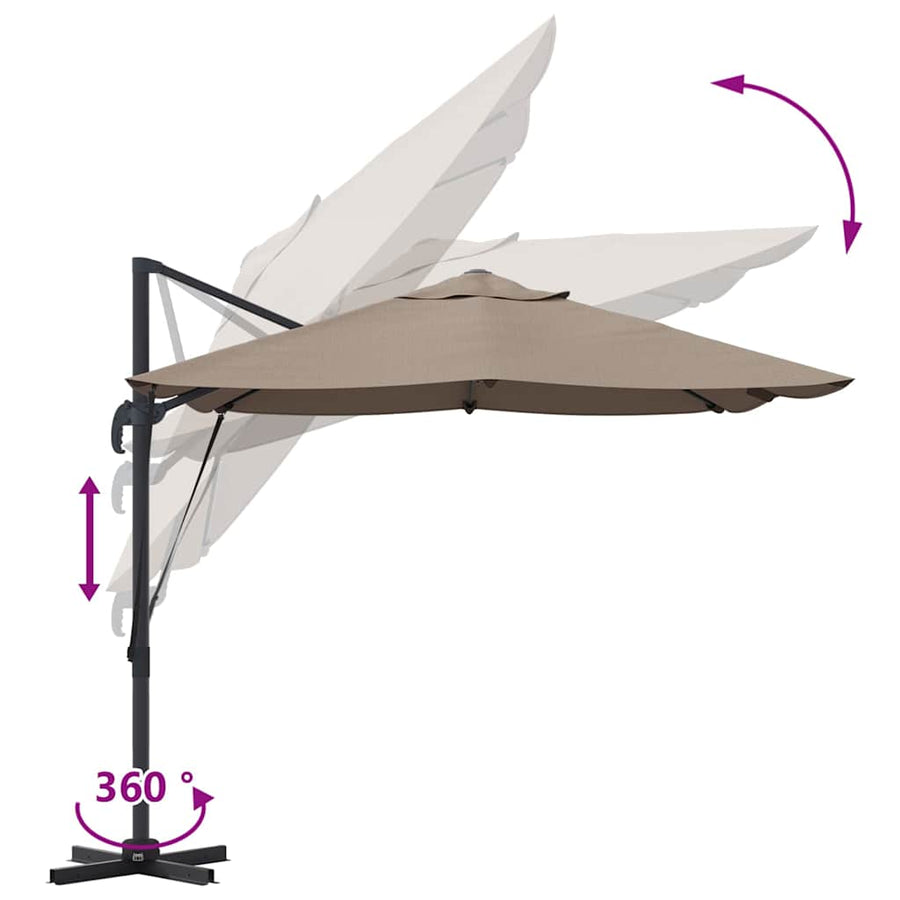 Parasol 351 X 250 X 260 Cm Polyester En Aluminium Taupe