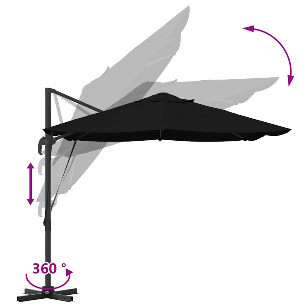 Parasol 351 X 250 X 260 Cm Polyester En Aluminium Zwart