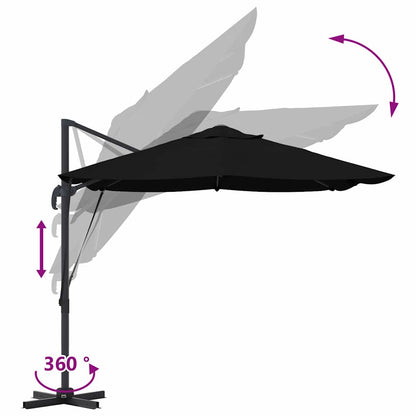 Parasol 351 X 250 X 260 Cm Polyester En Aluminium Zwart
