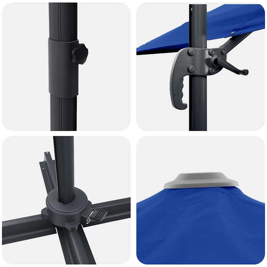 Parasol Azurblauw 351 X 250 X 260 Cm Polyester En Aluminium azuurblauw