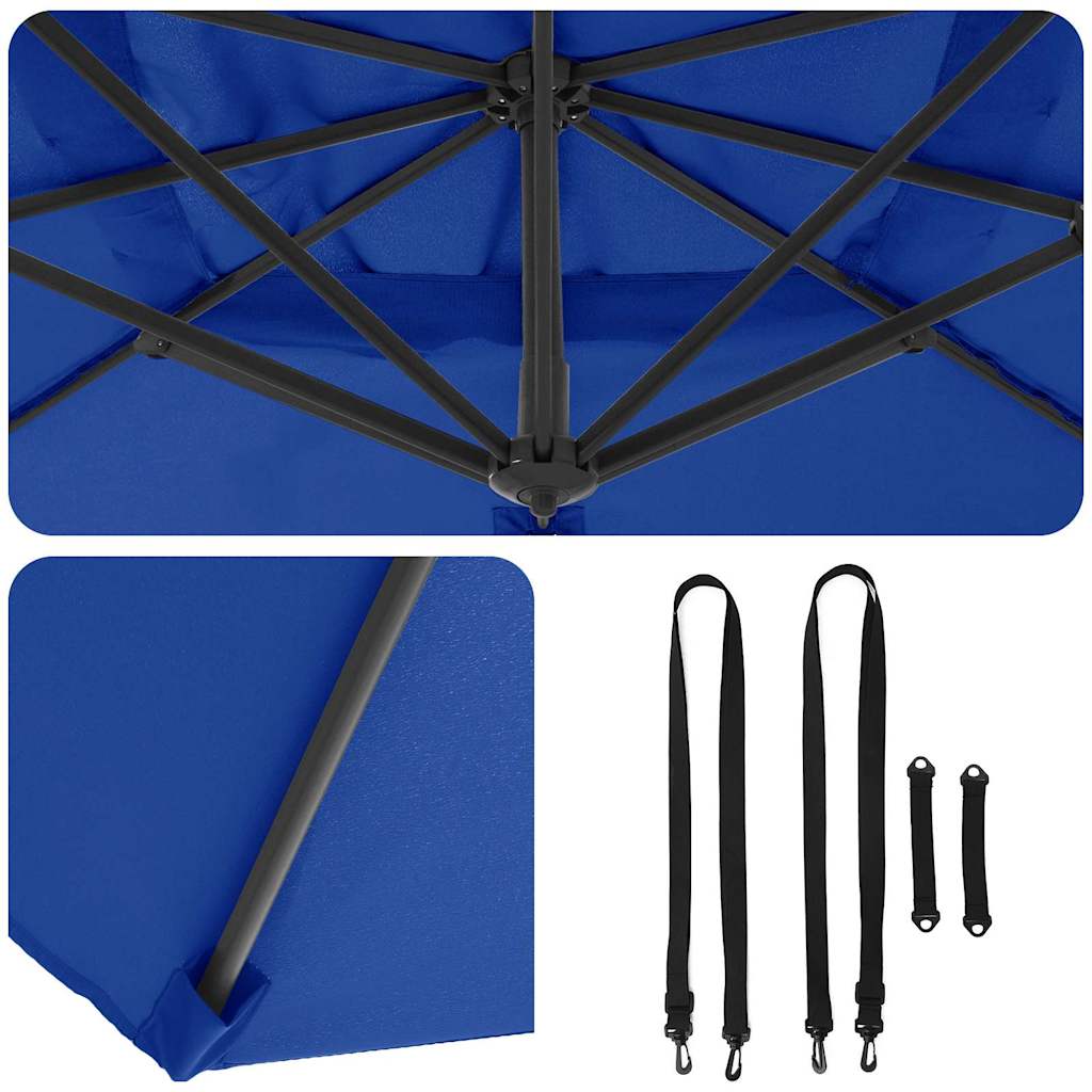 Parasol Azurblauw 351 X 250 X 260 Cm Polyester En Aluminium azuurblauw