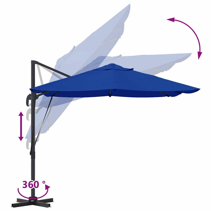 Parasol Azurblauw 351 X 250 X 260 Cm Polyester En Aluminium azuurblauw