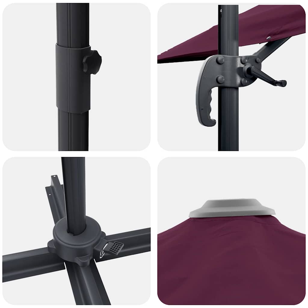 Parasol Bordeaux Rood 351 X 250 X 260 Cm Polyester En Aluminium Bordeauxrood