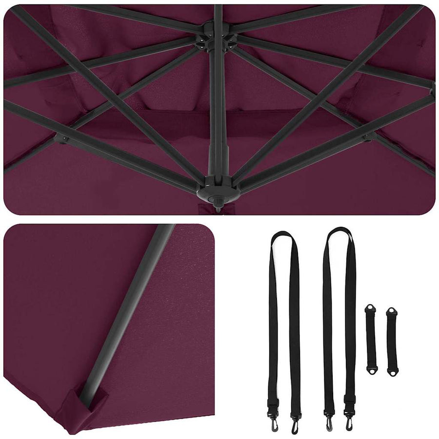 Parasol Bordeaux Rood 351 X 250 X 260 Cm Polyester En Aluminium Bordeauxrood