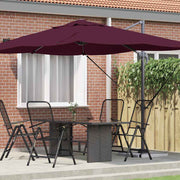 Parasol 351x250x260 cm bordeauxrood polyester aluminium