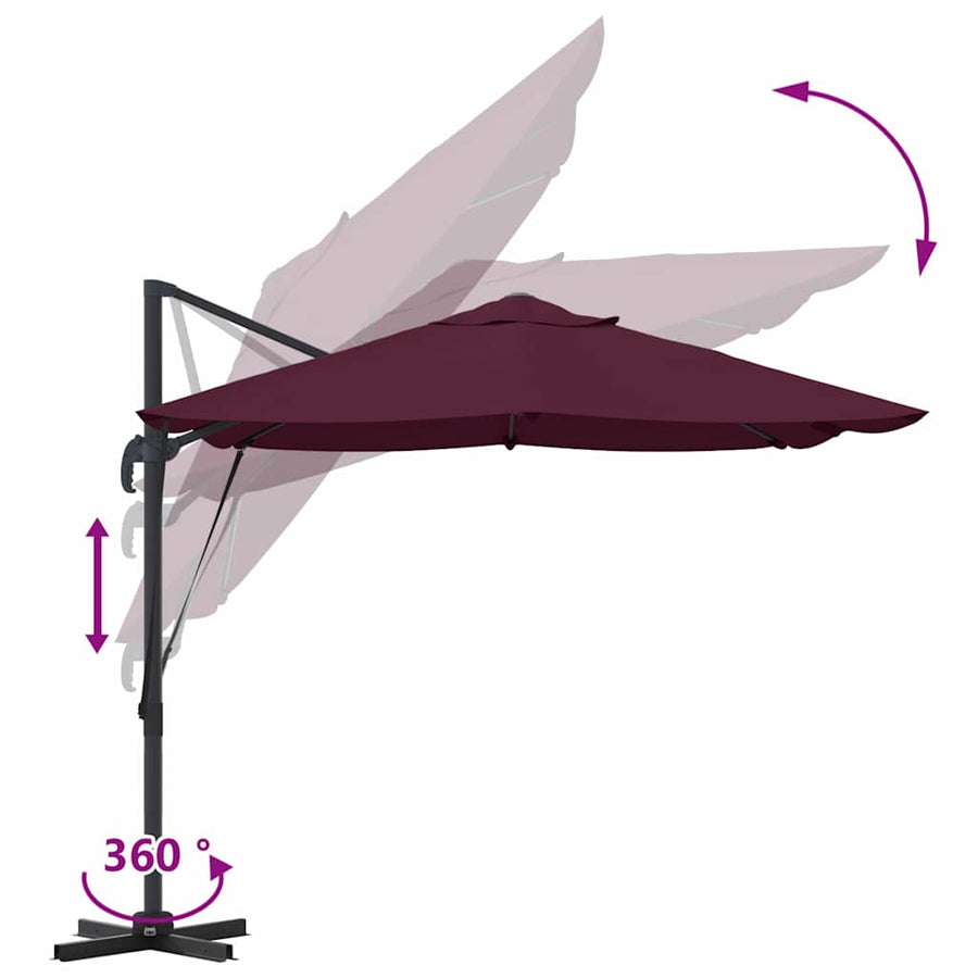 Parasol Bordeaux Rood 351 X 250 X 260 Cm Polyester En Aluminium Bordeauxrood