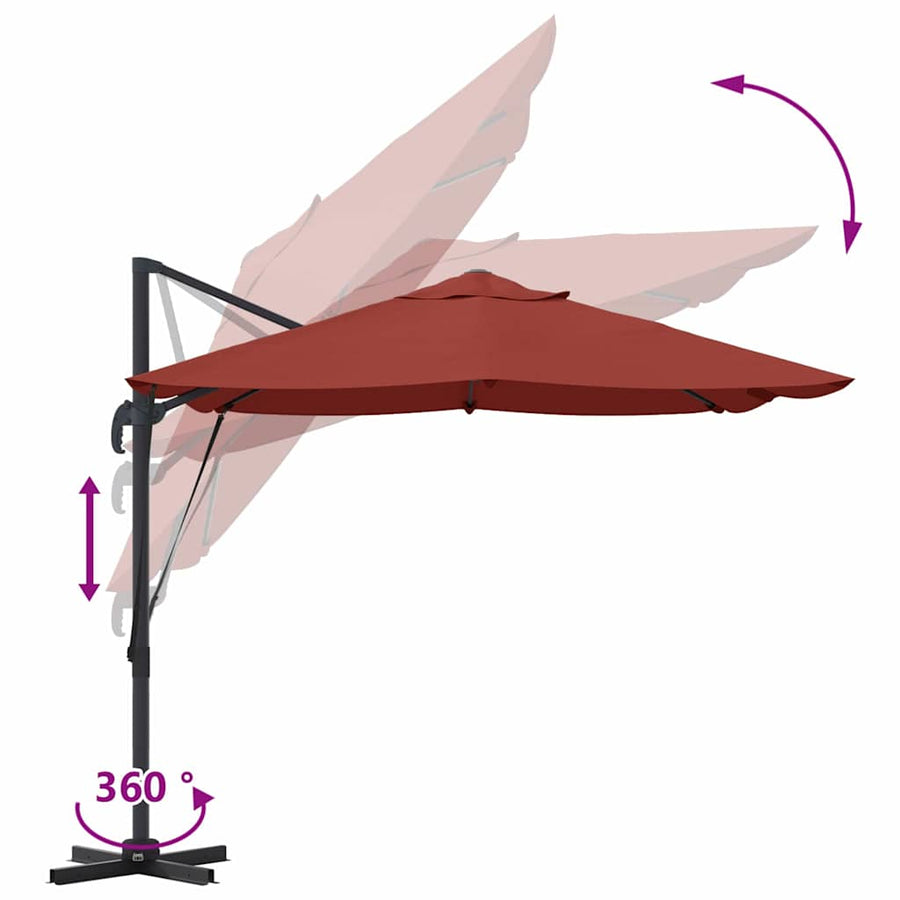 Parasol 351 X 250 X 260 Cm Polyester En Aluminium Terracotta