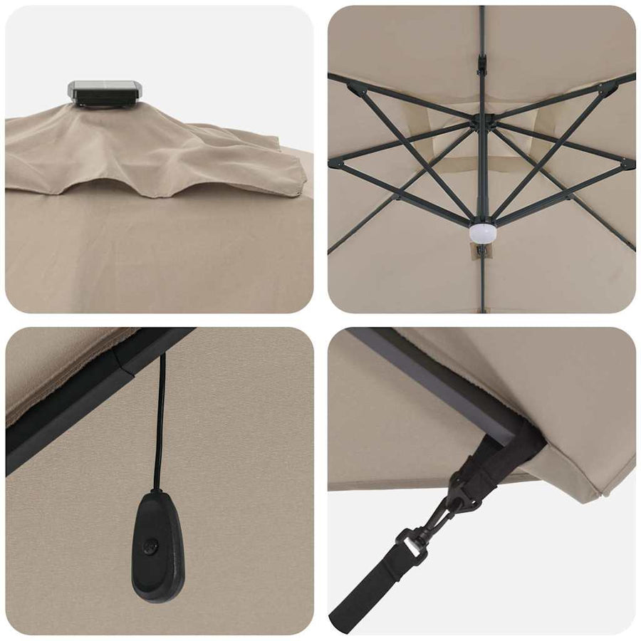 Roma Parasol 286 X 284 X 270 Cm Aluminium En Polyester Taupe
