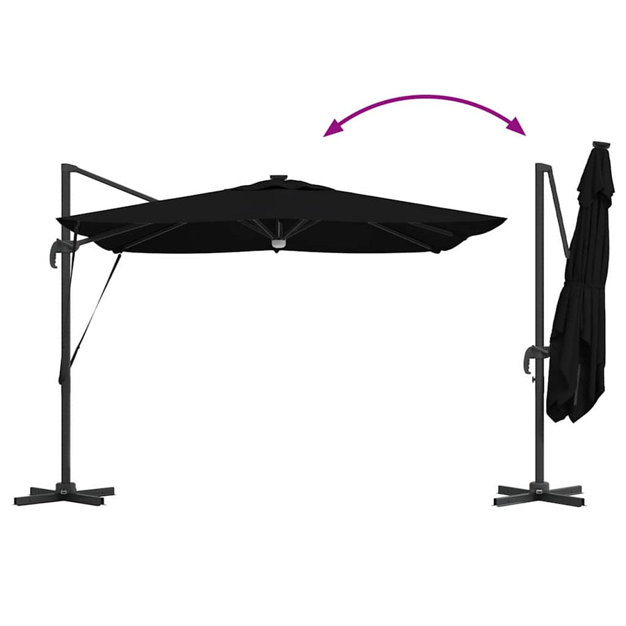 Roma Parasol 286 X 284 X 270 Cm Aluminium En Polyester Zwart
