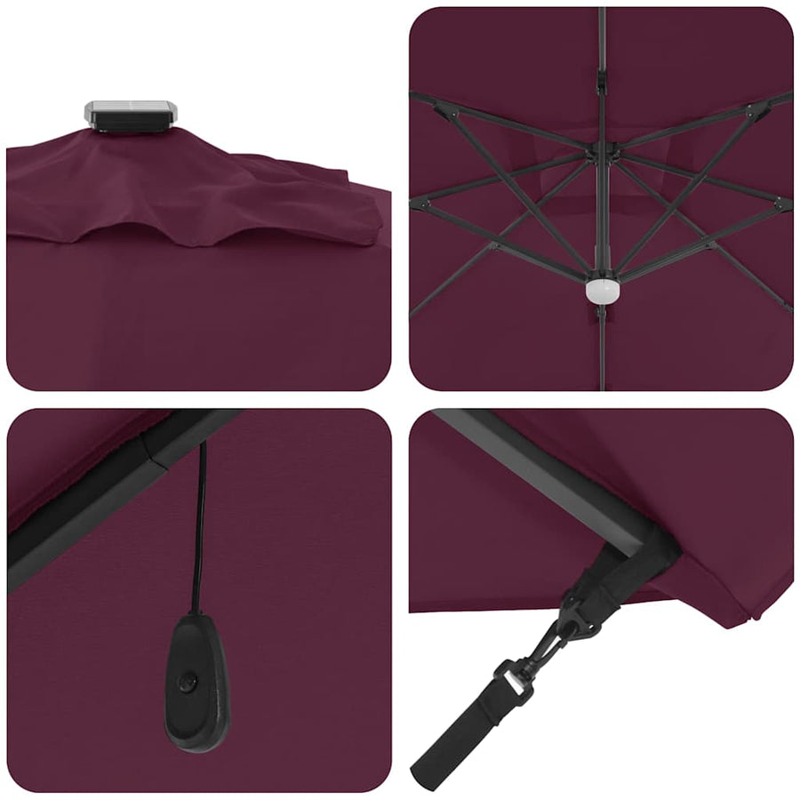 Roma Parasol Rood 286 X 284 X 270 Cm Aluminium En Polyester Bordeauxrood