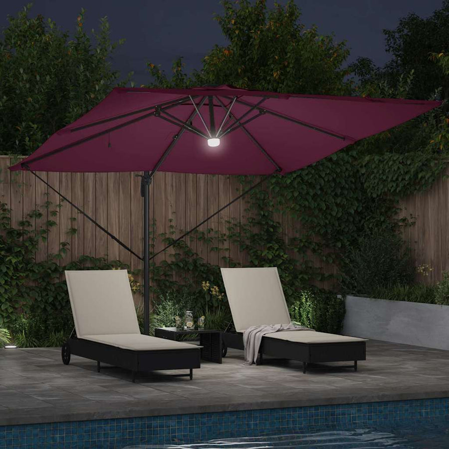 Roma Parasol Rood 286 X 284 X 270 Cm Aluminium En Polyester Bordeauxrood