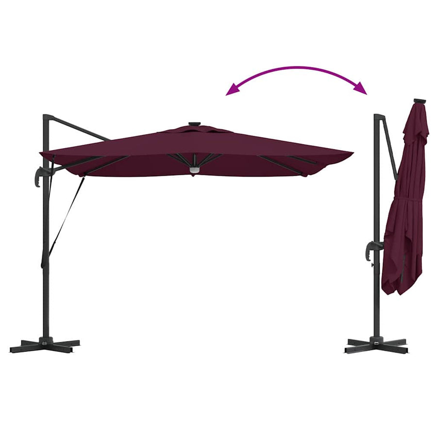 Roma Parasol Rood 286 X 284 X 270 Cm Aluminium En Polyester Bordeauxrood