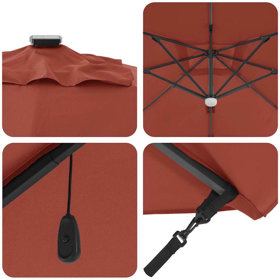 Roma Parasol Rood 286 x 284 x 270 cm Aluminium en Polyester