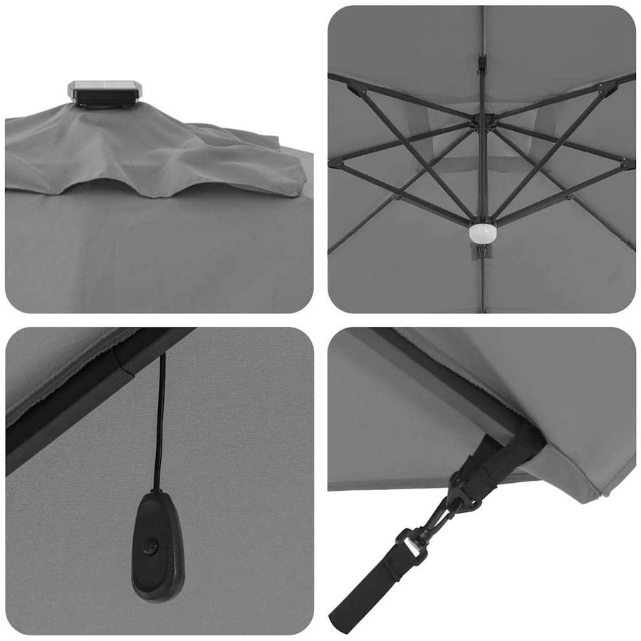 Parasol 351 X 250 X 253 Cm Polyester En Aluminium Antraciet