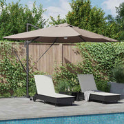 Parasol 351x250x253 cm taupe polyester aluminium