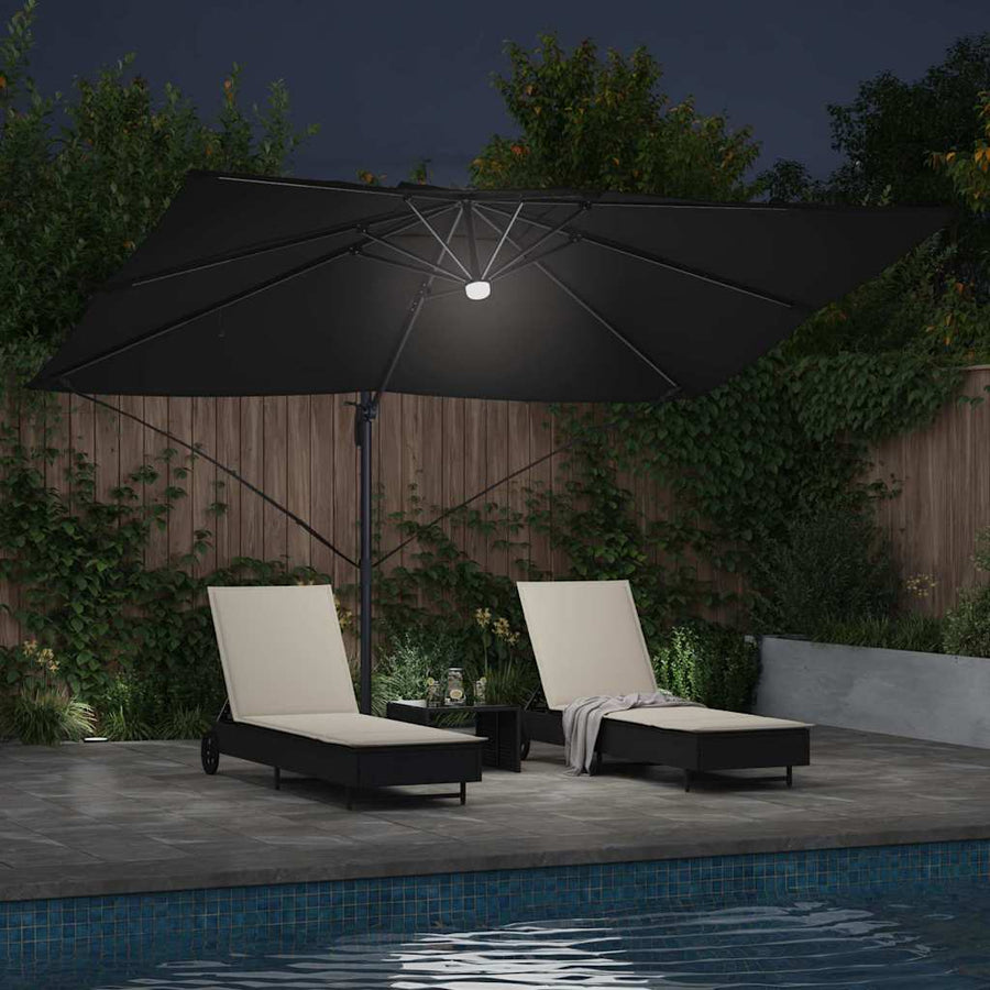 Parasol 351 X 250 X 253 Cm Polyester En Aluminium Zwart