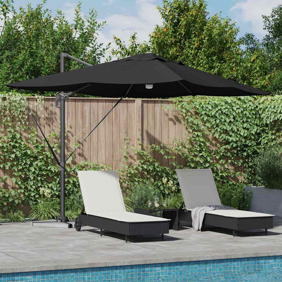 Parasol 351 X 250 X 253 Cm Polyester En Aluminium Zwart
