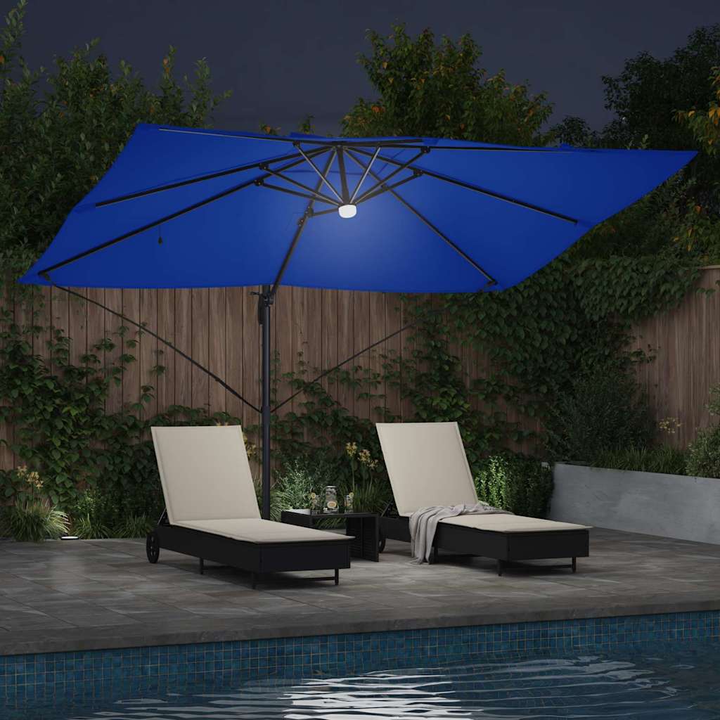 Parasol Azurblauw 351 X 250 X 253 Cm Polyester En Aluminium azuurblauw