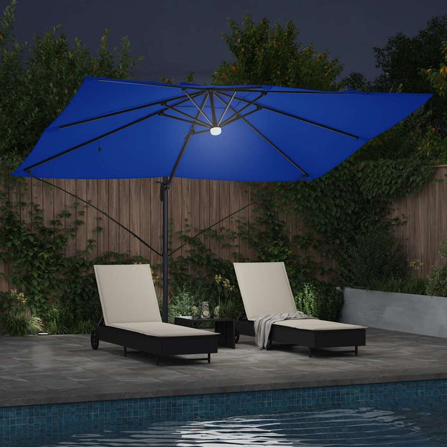 Parasol Azurblauw 351 X 250 X 253 Cm Polyester En Aluminium azuurblauw
