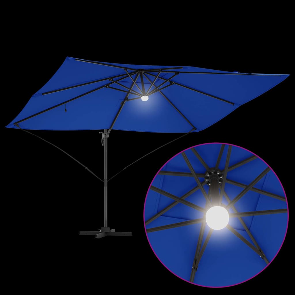 Parasol Azurblauw 351 X 250 X 253 Cm Polyester En Aluminium azuurblauw