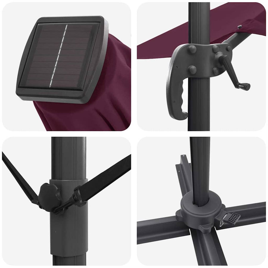 Parasol Bordeaux Rood 351 X 250 X 253 Cm Polyester En Aluminium Bordeauxrood