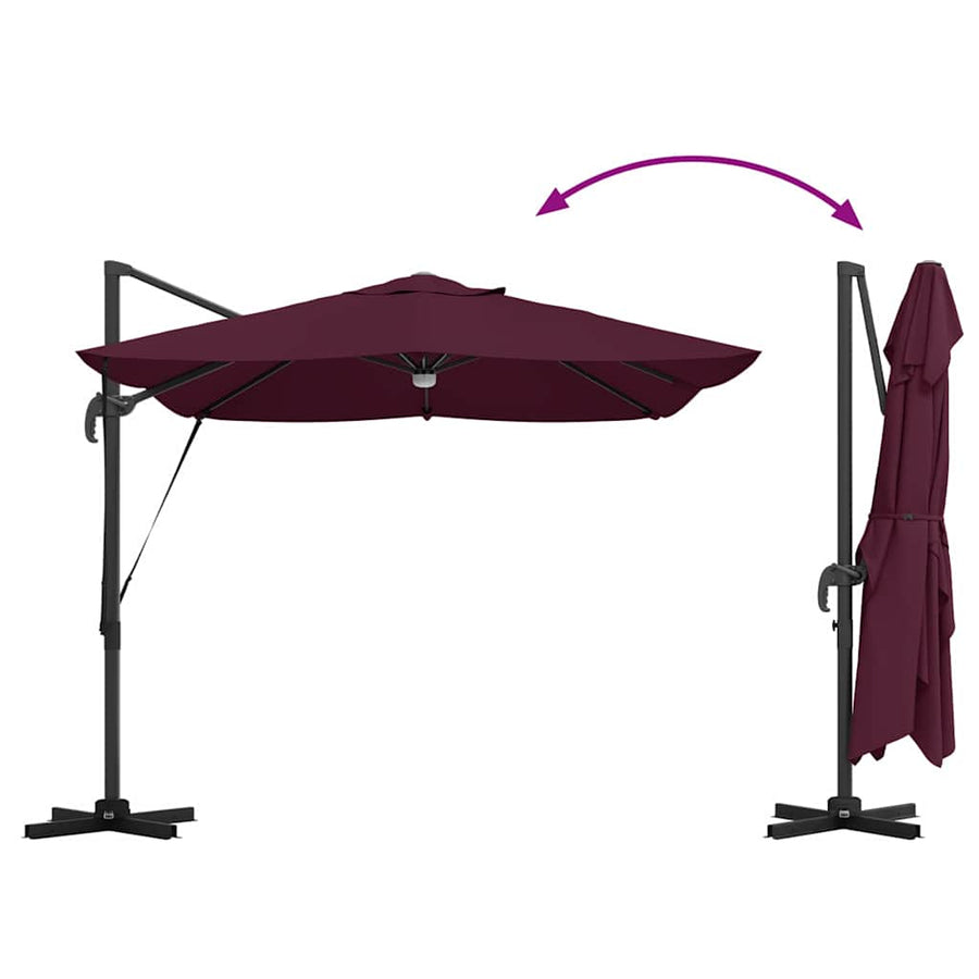 Parasol Bordeaux Rood 351 X 250 X 253 Cm Polyester En Aluminium Bordeauxrood