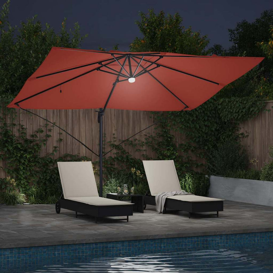 Parasol 351 X 250 X 253 Cm Polyester En Aluminium Terracotta