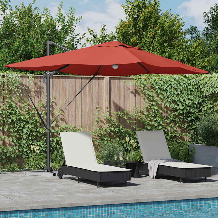 Parasol 351 X 250 X 253 Cm Polyester En Aluminium Terracotta