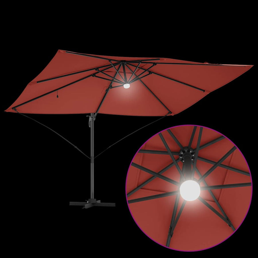 Parasol 351 X 250 X 253 Cm Polyester En Aluminium Terracotta