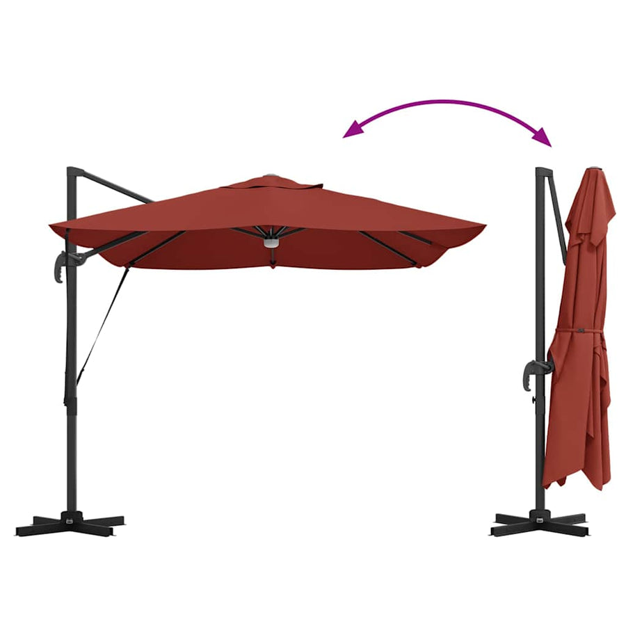Parasol 351 X 250 X 253 Cm Polyester En Aluminium Terracotta