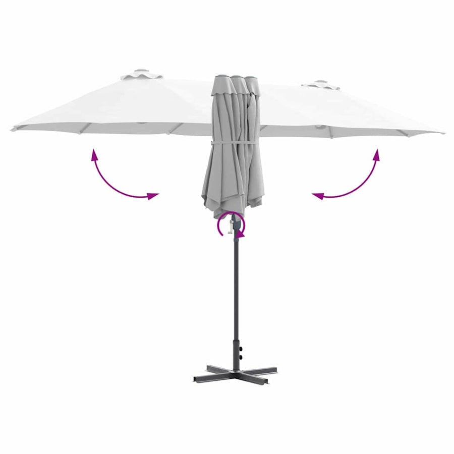 Tuinparasol Zand 380 x 196 x 235 cm Poedergecoat staal