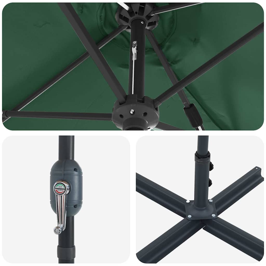 Tuinparasol Groen 380 x 196 x 235 cm Poedergecoat staal
