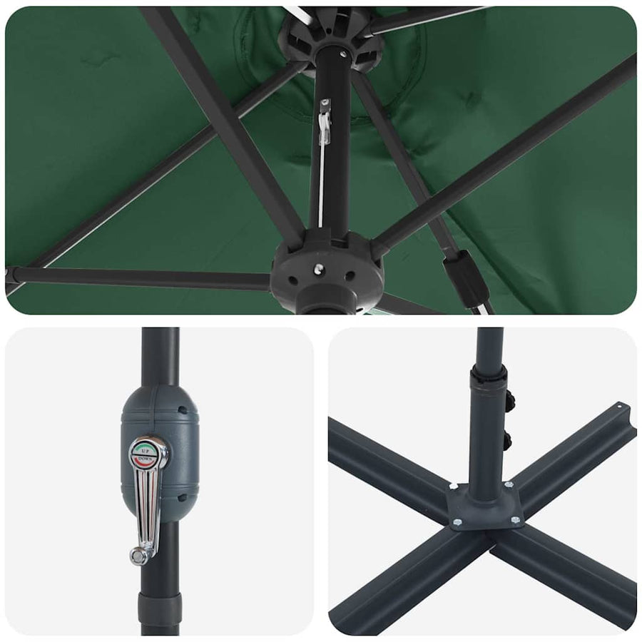 Tuinparasol Groen 380 x 196 x 235 cm Poedergecoat staal