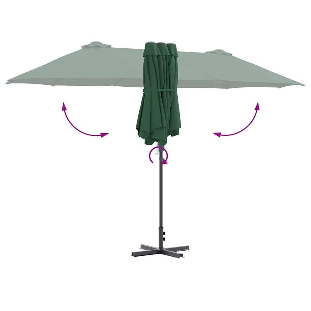 Tuinparasol Groen 380 x 196 x 235 cm Poedergecoat staal