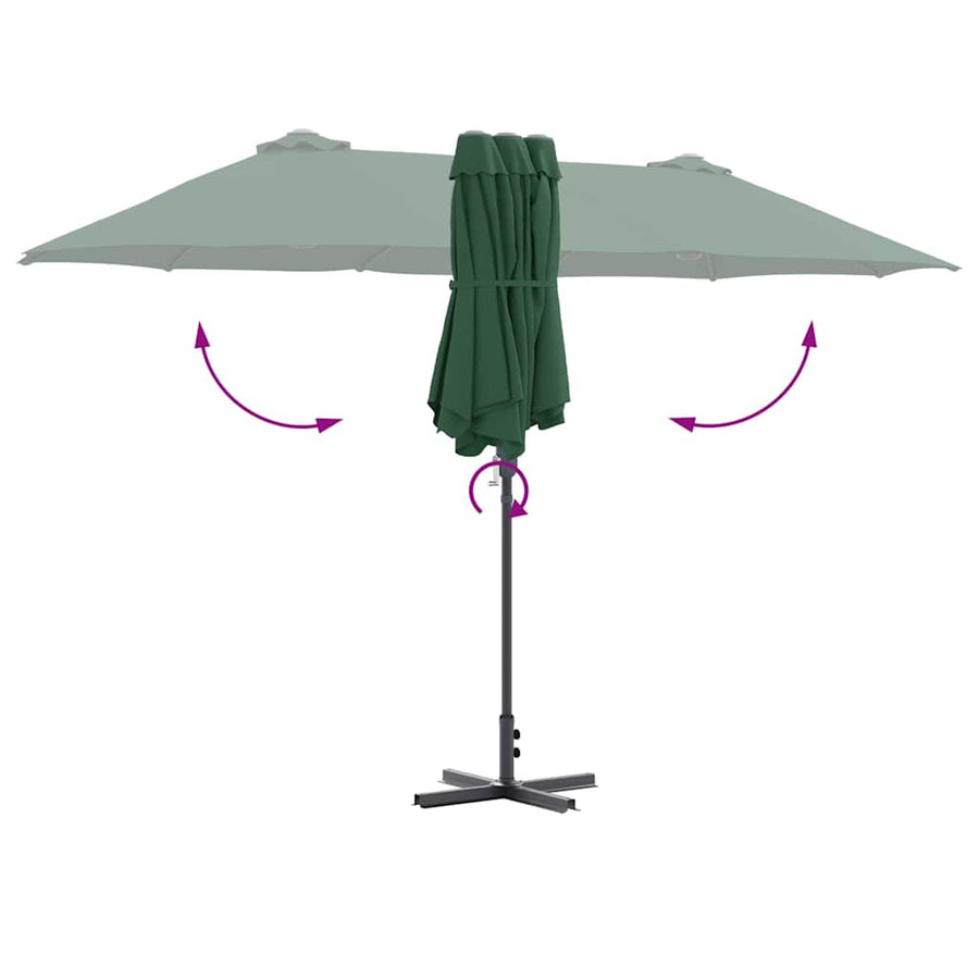 Tuinparasol Groen 380 x 196 x 235 cm Poedergecoat staal