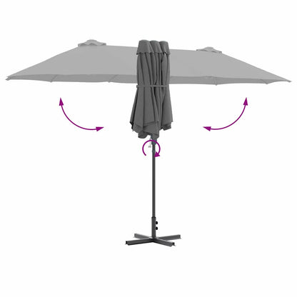 Tuinparasol Antraciet 380 x 196 x 235 cm Poedergecoat staal