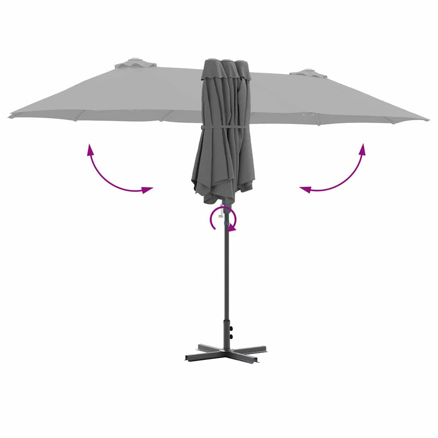 Tuinparasol Antraciet 380 x 196 x 235 cm Poedergecoat staal