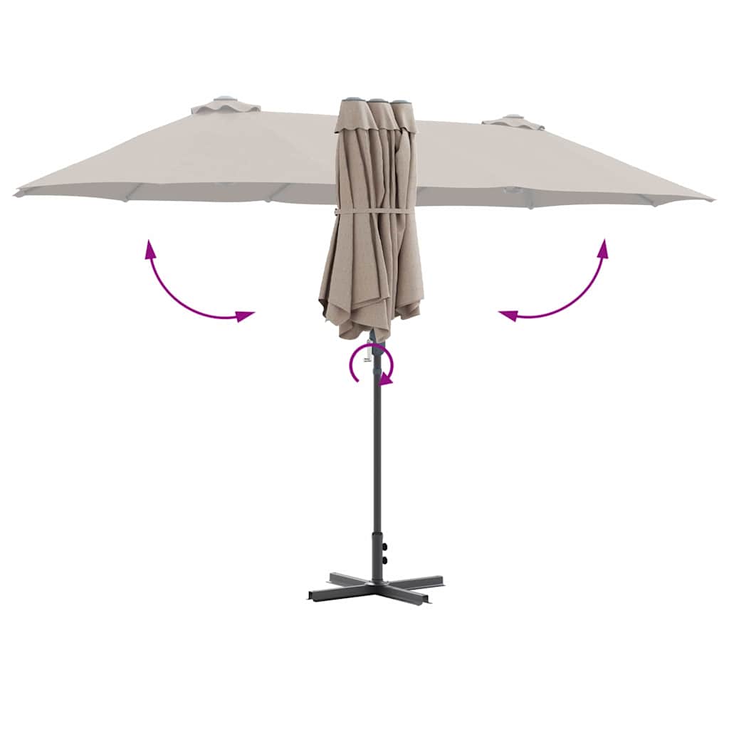 Tuinparasol Taupe 380 x 196 x 235 cm Poedergecoat staal