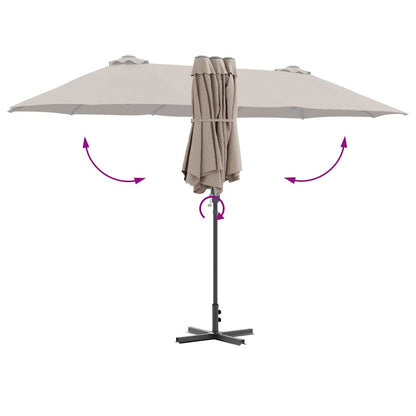 Tuinparasol Taupe 380 x 196 x 235 cm Poedergecoat staal