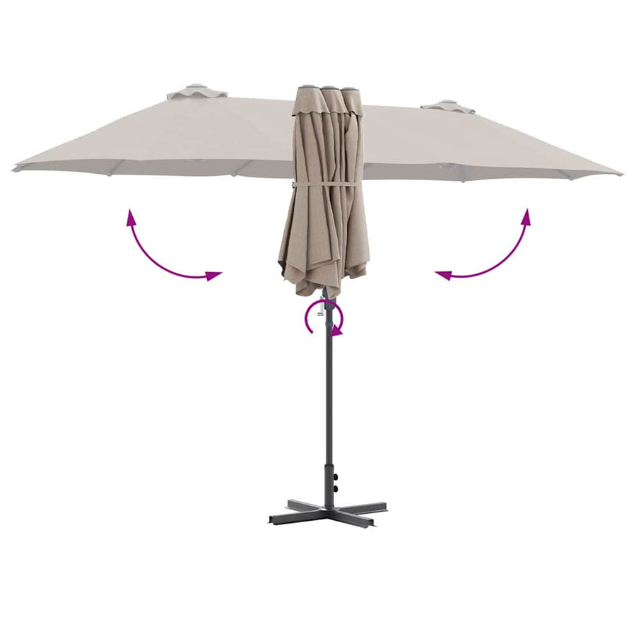 Tuinparasol Taupe 380 x 196 x 235 cm Poedergecoat staal