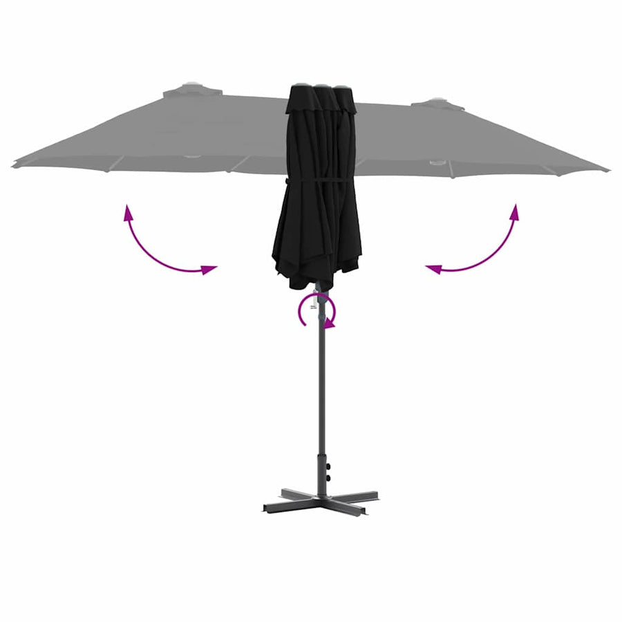 Tuinparasol Zwart 380 x 196 x 235 cm Poedergecoat staal