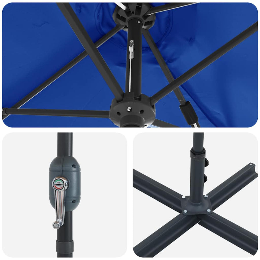 Tuinparasol Blauw 380 x 196 x 235 cm Poedergecoat staal